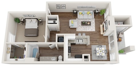Floor plan for 1 bed, 1 bath, 800 sqft
